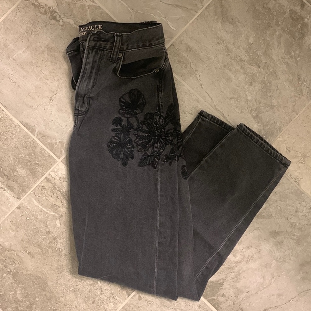 AE embroidered mom jeans.